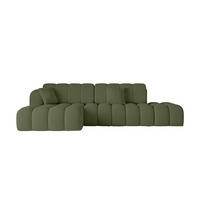 ECKSOFA mit Schlaffunktion Ottomane Links OLEA-L2 321x164x75 Grün Bouclé - Schwarz/Grün, Holzwerkstoff/Kunststoff (321/164cm) - ALTDECOR