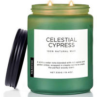 DUFTKERZE Celestial Cypress Zedernholz & Kardamom 550g 110 Std. Brenndauer - Grün, Paraffin (13cm)
