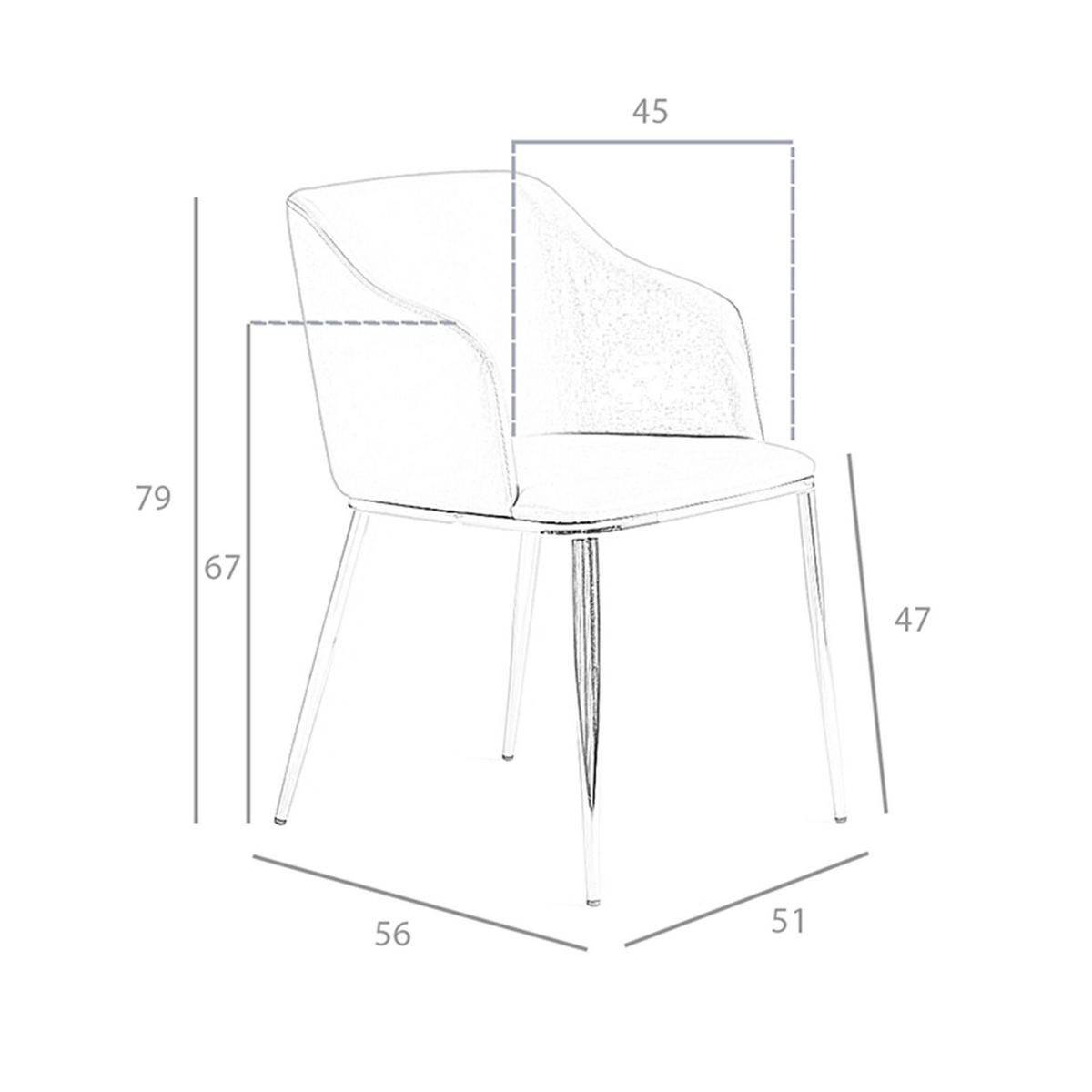 STUHL aus grauem Stoff - Chromfarben/Edelstahlfarben, Textil/Metall (51/79/56cm) - ANGEL CERDA