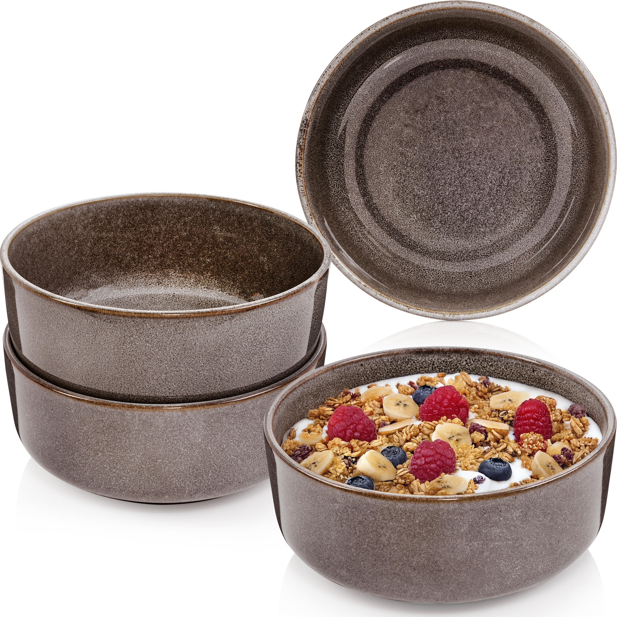 SCHALEN SET KAIRO GRAPHIT - 4 teilig aus Steingut - Braun, Keramik (26.5cm) - Sänger