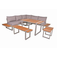 GARTENLOUNGESET Gerd 6-teilig Hellbraun Gartenloungeecke - Hellbraun, Kunststoff - DELUKE