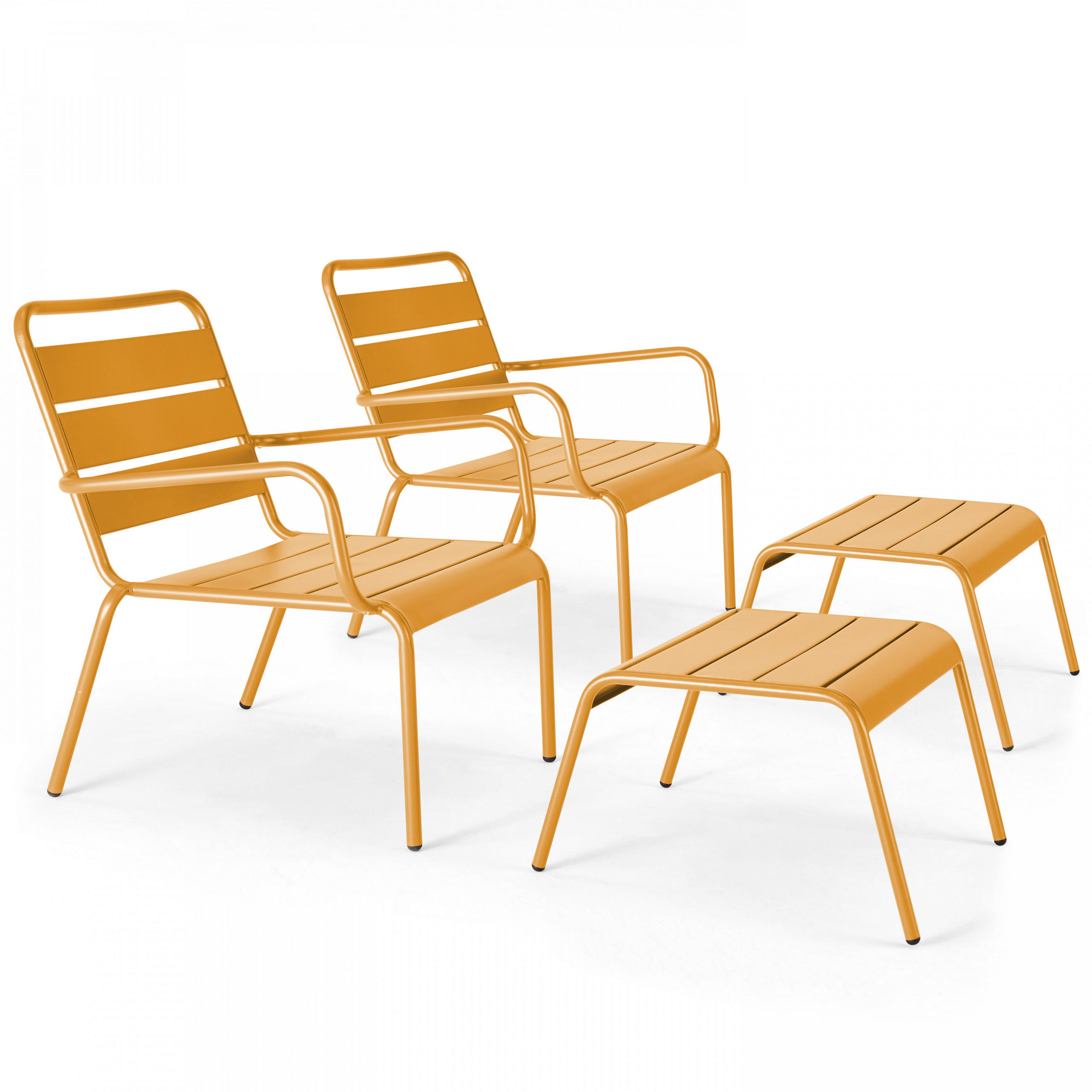 RELAXSESSEL MIT HOCKER 2-tlg., Gelb - Gelb, Metall (64/72/60cm) - Oviala