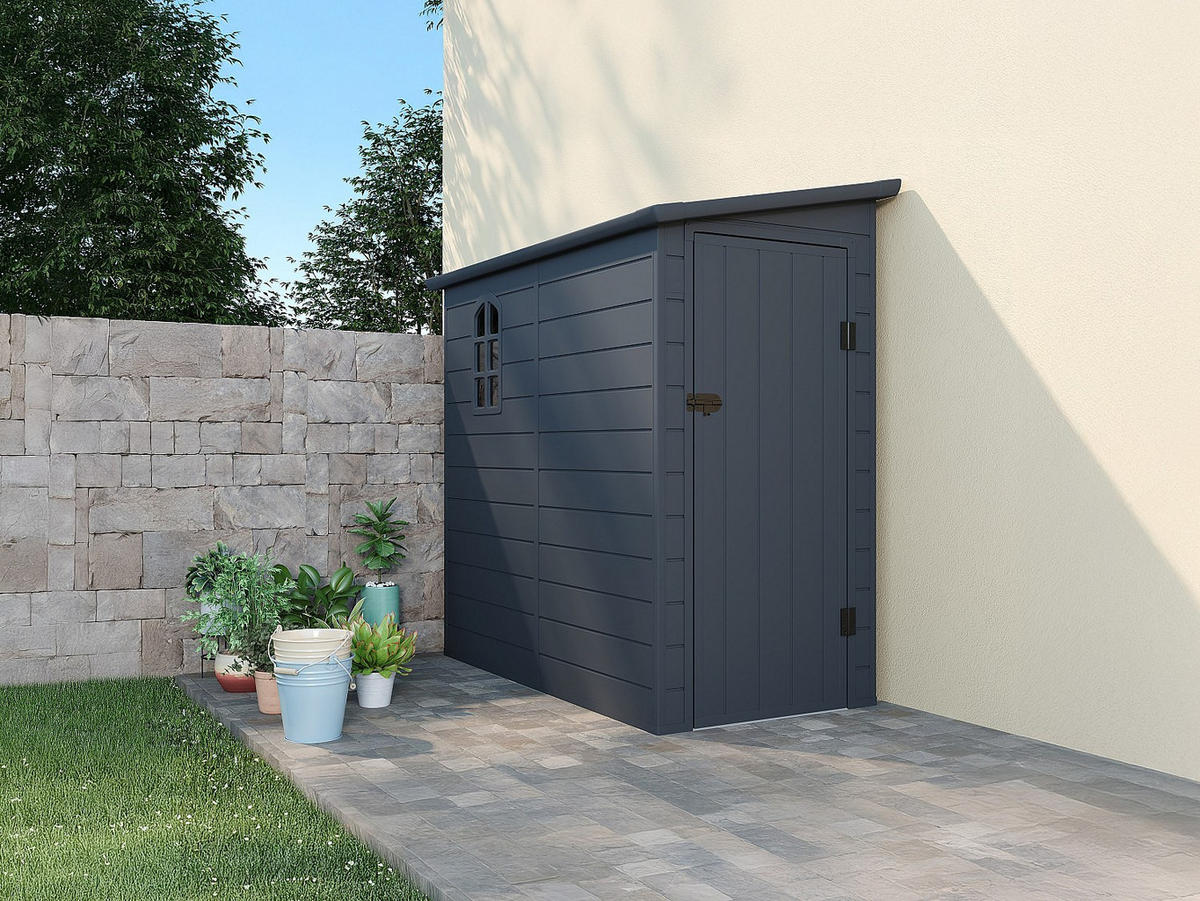 SCHREBERGARTENHAUS - 97 cm x 180 cm - Harz - Anthrazitgrau - ALBERTO - Anthrazit, Kunststoff (97/175/180cm) - Vente-Unique