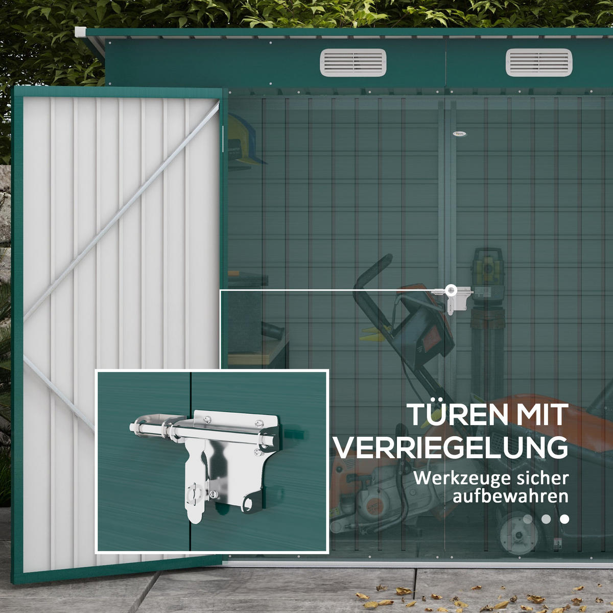 GERÄTEHAUS Stahl 249 x 121 x 166/183 cm - Grün, Metall (121/183/249cm) - Outsunny