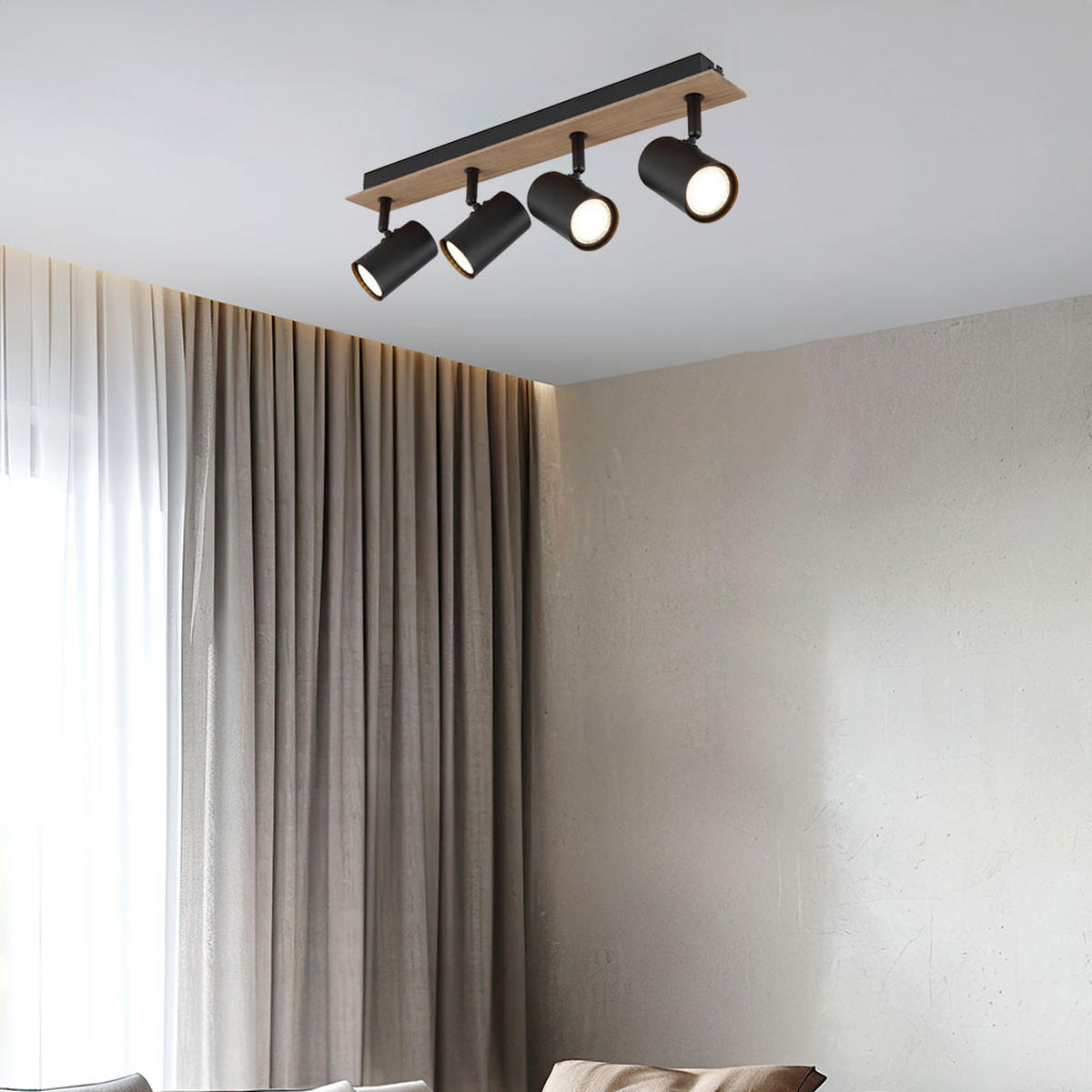 LED DECKENLEUCHTE Linca Holz Schwarz - Schwarz, Metall (50/6/15.1cm) - Globo Lighting