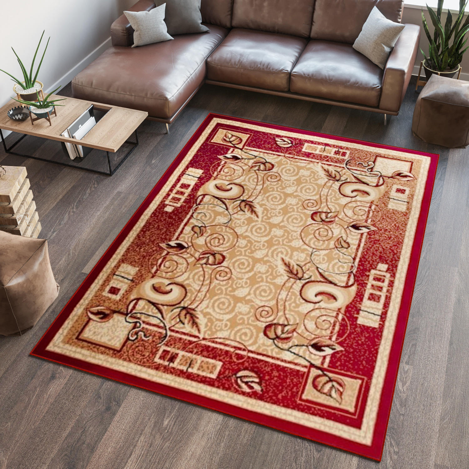 TEPPICH ATLAS Beige Rot 60/100 cm - Beige/Rot, Textil (60/100cm) - Tapiso