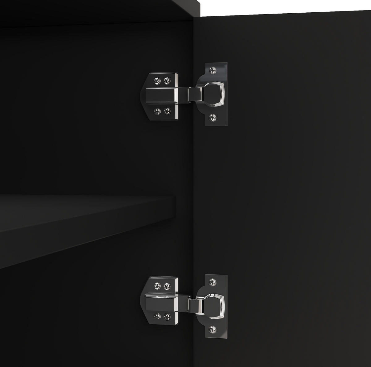 TV-LOWBOARD aus Spanplatte 170x38x44 cm Schwarz mit Push-to-Open, gedämpften Scharnieren und 4 Türen - Schwarz, Holzwerkstoff (170/44/38cm) - Modfu