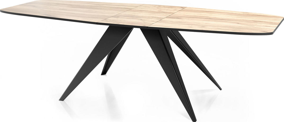 ESSTISCH Foster rechteckig ausziehbar, Craft Eiche 180-218/90/76 cm - Eiche Wotan/Schwarz, Holzwerkstoff/Metall (90/220/76cm) - WFL GROUP