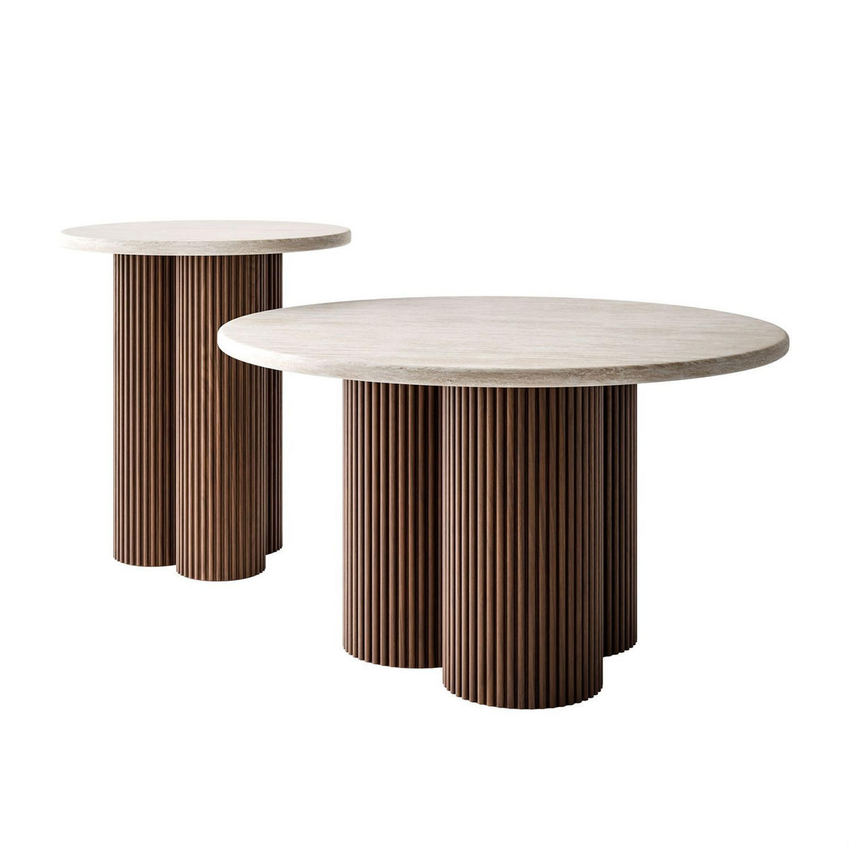 COUCHTISCH Set CANYON 2in1 - Nussbaumfarben, Holzwerkstoff (80/80/46cm) - Lookway