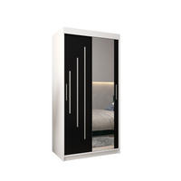 SCHWEBETÜRENSCHRANK 200/100/62 2-türig - Silberfarben/Schwarz, Holz/Kunststoff (100/200/62cm) - Abiks Möbel