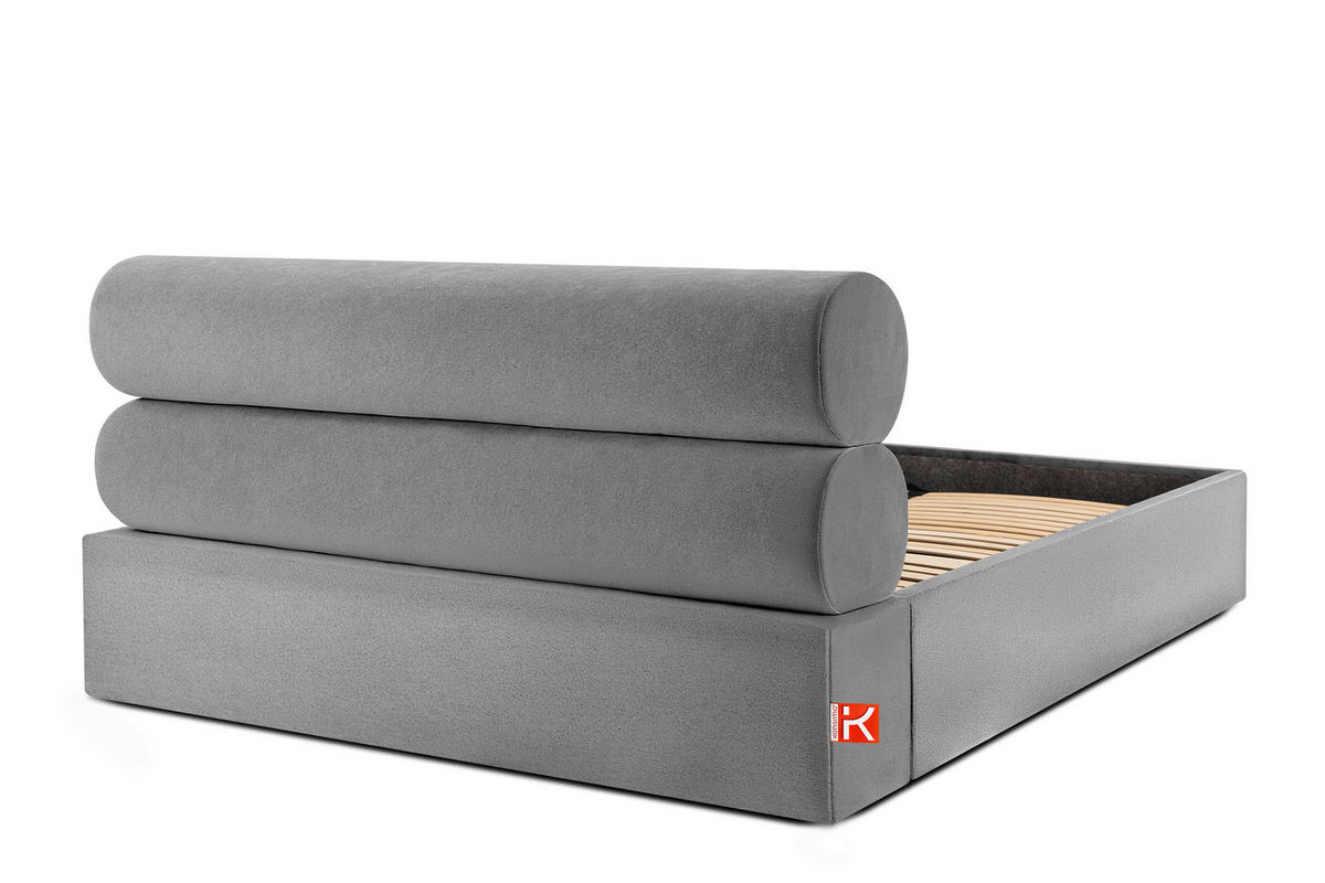 POLSTERBETT LUNEO - Hellgrau/Schwarz, Holz/Holzwerkstoff (182/204cm) - KONSIMO®