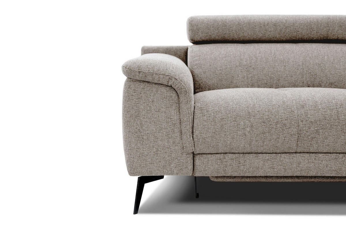 RELAXSOFA FIERO 3-Sitzer mit 1 Relaxfunktion, taupe - Taupe/Schwarz, Holzwerkstoff/Textil (212/82/103cm) - Courtois Laville