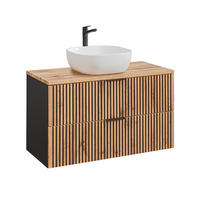 WASCHTISCH 100.6cm Gaia Holz in Eichenoptik und Schwarz - Schwarz, Holzwerkstoff (100.6/59/46cm) - Petits-meubles