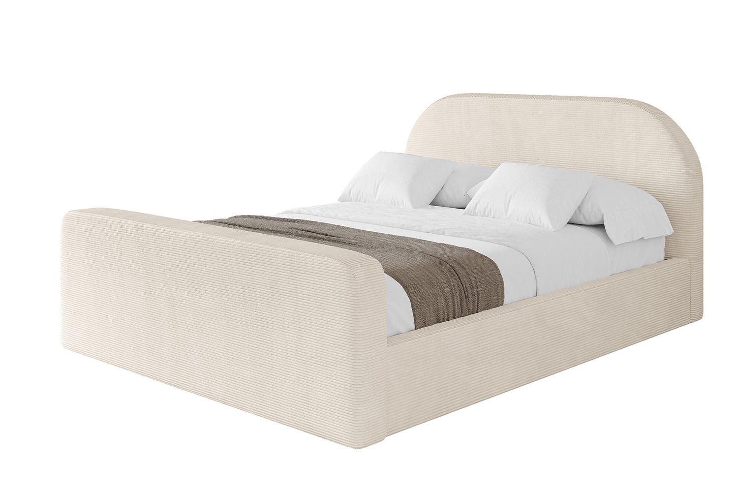 POLSTERBETT mit Bettkasten, Fußteil und Lattenrost, Boxbett mit Matratze H3/H4 - TIVON-Z 180x200 Beige - Creme, Holzwerkstoff/Textil (180/200cm) - ALTDECOR