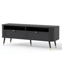 TV-LOWBOARD NOIR stehend, 138 cm Schwarz - Goldfarben/Schwarz, Holzwerkstoff/Metall (138.2/52.6/40cm) - Idohome