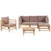 LOUNGE SET 5-Sitzer Bambusholz hellbraun 4-teilig Auflagen taupe Cerreto - Taupe, Holz - Beliani