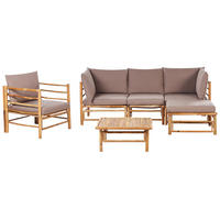 LOUNGE SET 5-Sitzer Bambusholz hellbraun 4-teilig Auflagen taupe Cerreto - Taupe, Holz - Beliani