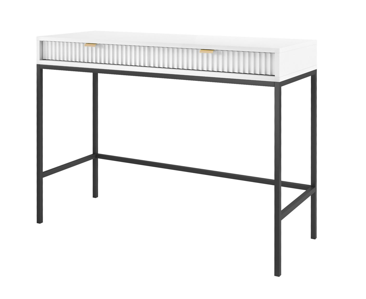 SCHMINKTISCH mit Schublade 100 cm Galla, Geriffelte Fronten, Weiß + Schwarz - Schwarz/Weiß, Holz (104/77/50cm) - Emporius