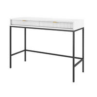 SCHMINKTISCH mit Schublade 100 cm Galla, Geriffelte Fronten, Weiß + Schwarz - Schwarz/Weiß, Holz (104/77/50cm) - Emporius