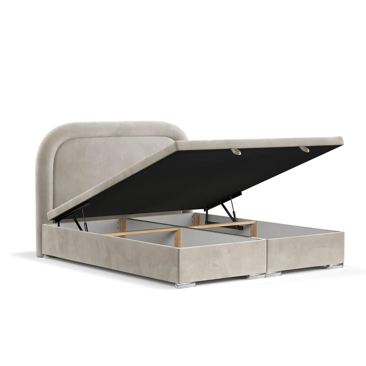 POLSTERBETT Harmony mit Stauraum 180/200 cm Hellbeige im Uttario Stoff - Chromfarben/Beige, Holz/Holzwerkstoff (180/200cm) - AltaBeds