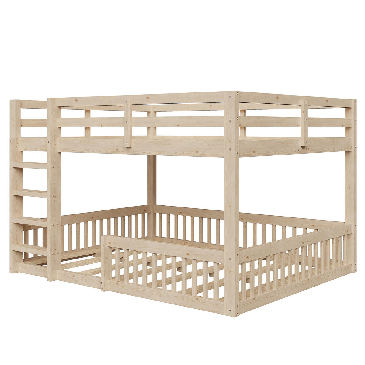 ETAGENBETT 160/200 cm in Natur mit Geländern aus Kiefer und MDF - Naturfarben, Holz/Holzwerkstoff (160/200cm) - CHICFURN