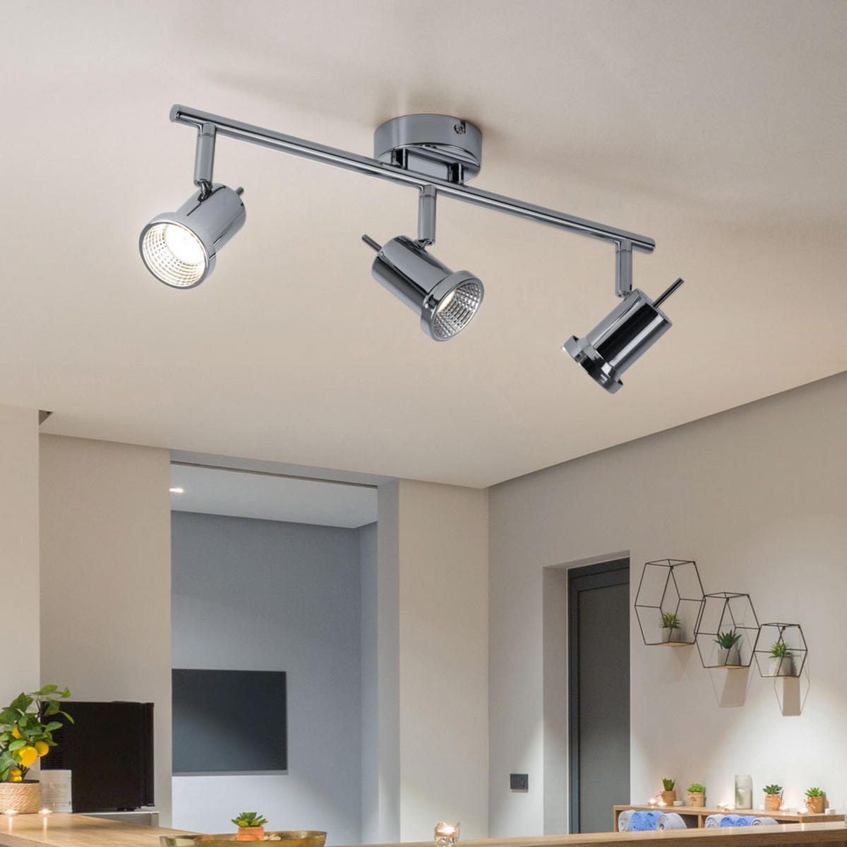 LED DECKENLEUCHTE HOORN Chrom Silber - Silberfarben, Metall (43/8/14cm)