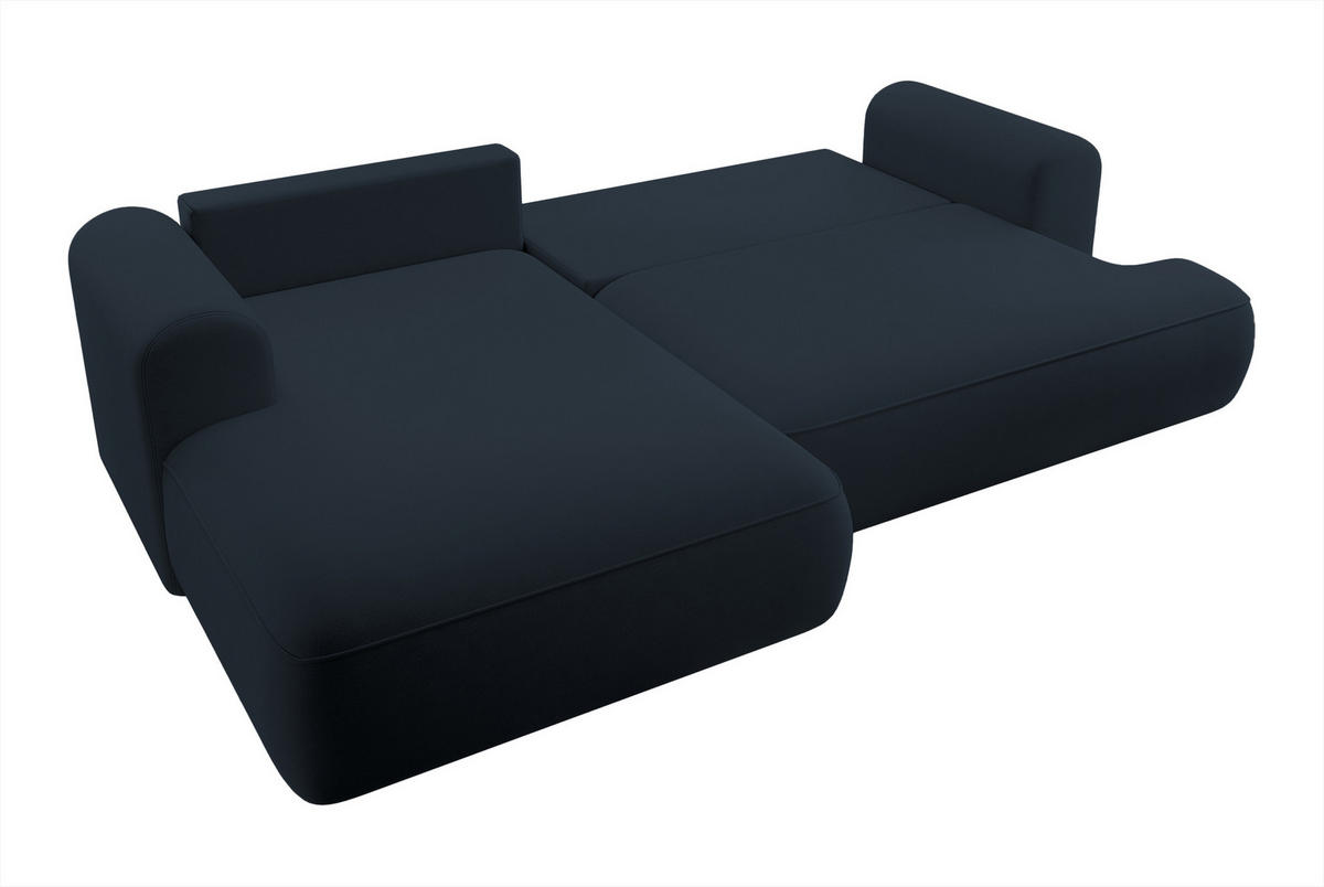 ECKSOFA Ovo Dunkelblau Velours - Schwarz/Dunkelblau, Kunststoff/Textil (260/165cm) - Selsey