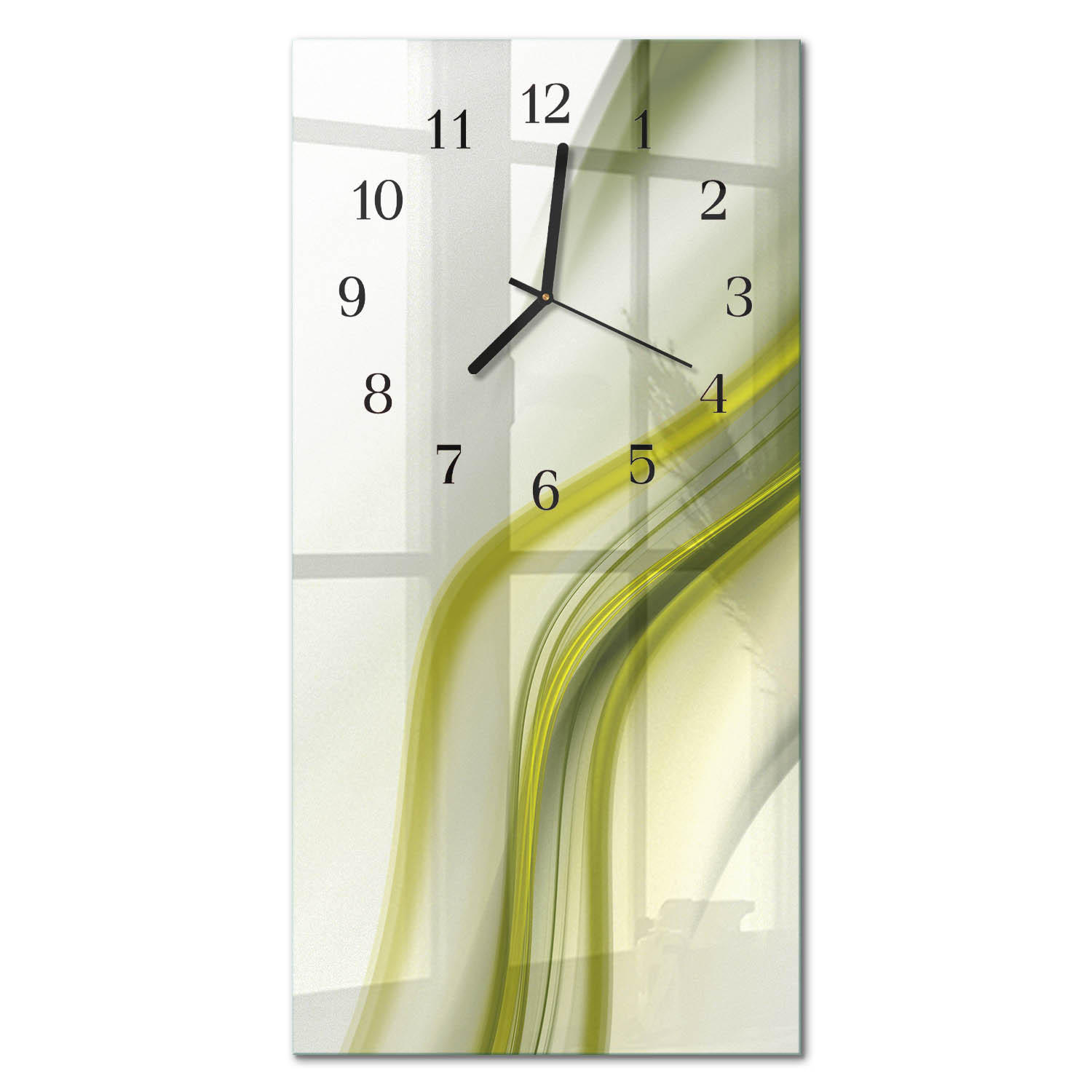 WANDUHR 60x30 cm - Blumenmuster - Grün, Glas (30/60/0.4cm) - TULUP