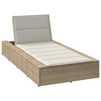 SONNENLIEGE Mit Schwebender Auflage Beige Poly Rattan - Beige, Kunststoff (210/79/100cm) - vidaXL