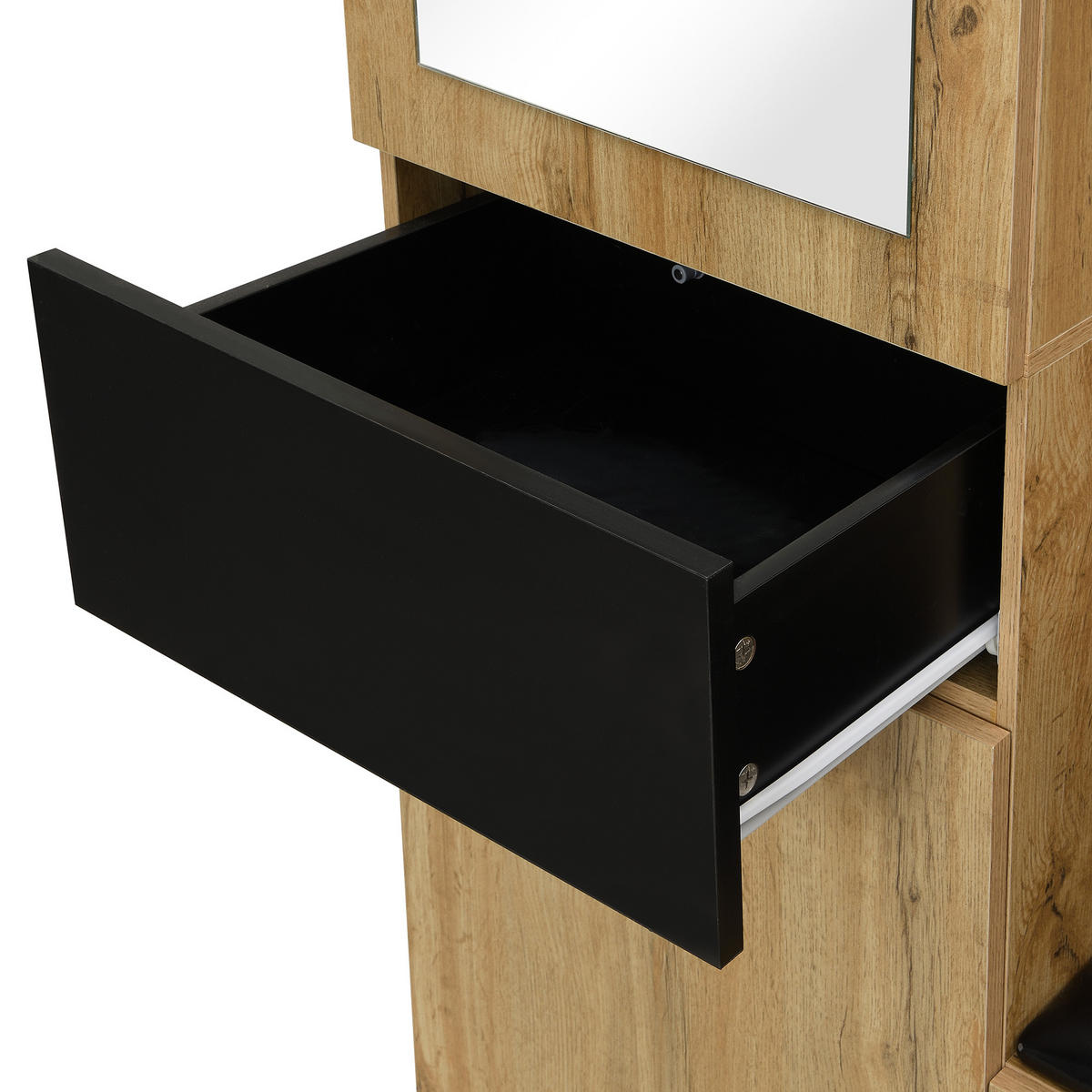 GARDEROBE mit Spiegel und Aufbewahrung 2 Türen und 3 Ablageflächen - Eichefarben, Holzwerkstoff/Metall (98/191/38cm) - Urban Meuble