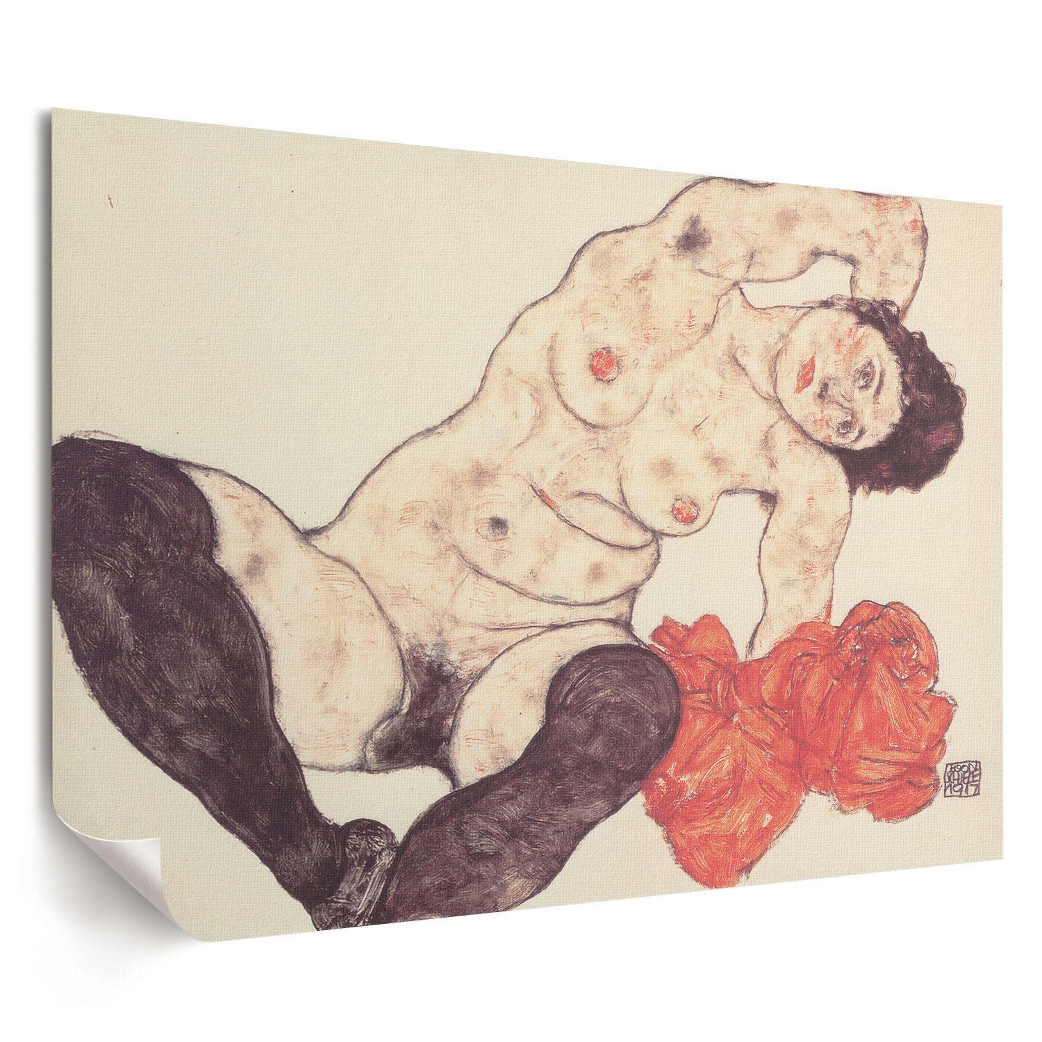 POSTER - 84x59 cm (A1) - Egon Schiele - Weiblicher Akt - Beige, Textil (84/59.4/0.1cm) - TULUP