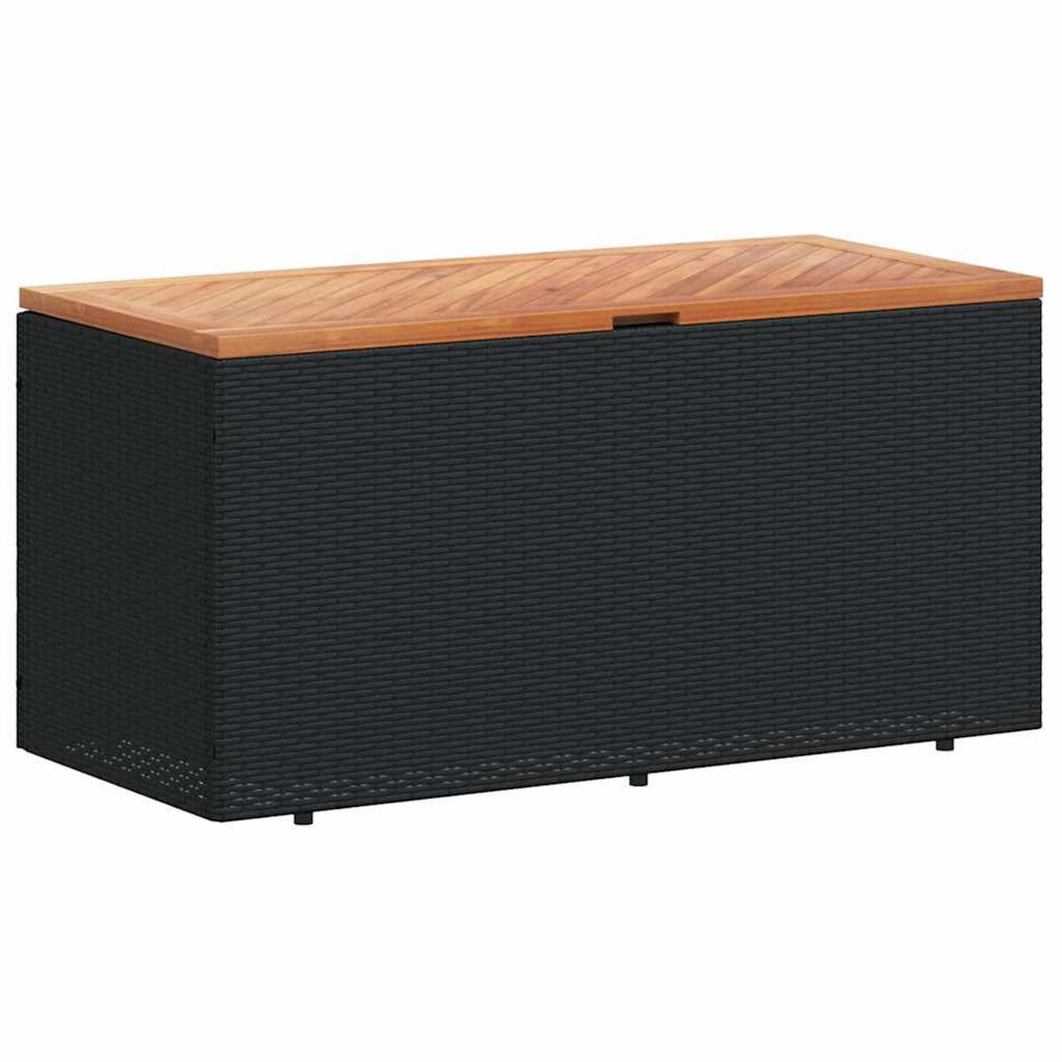 GARTENTRUHE Schwarz 110x50x54 cm Poly Rattan Akazienholz - Schwarz, Kunststoff (110/54/50cm) - furnicato