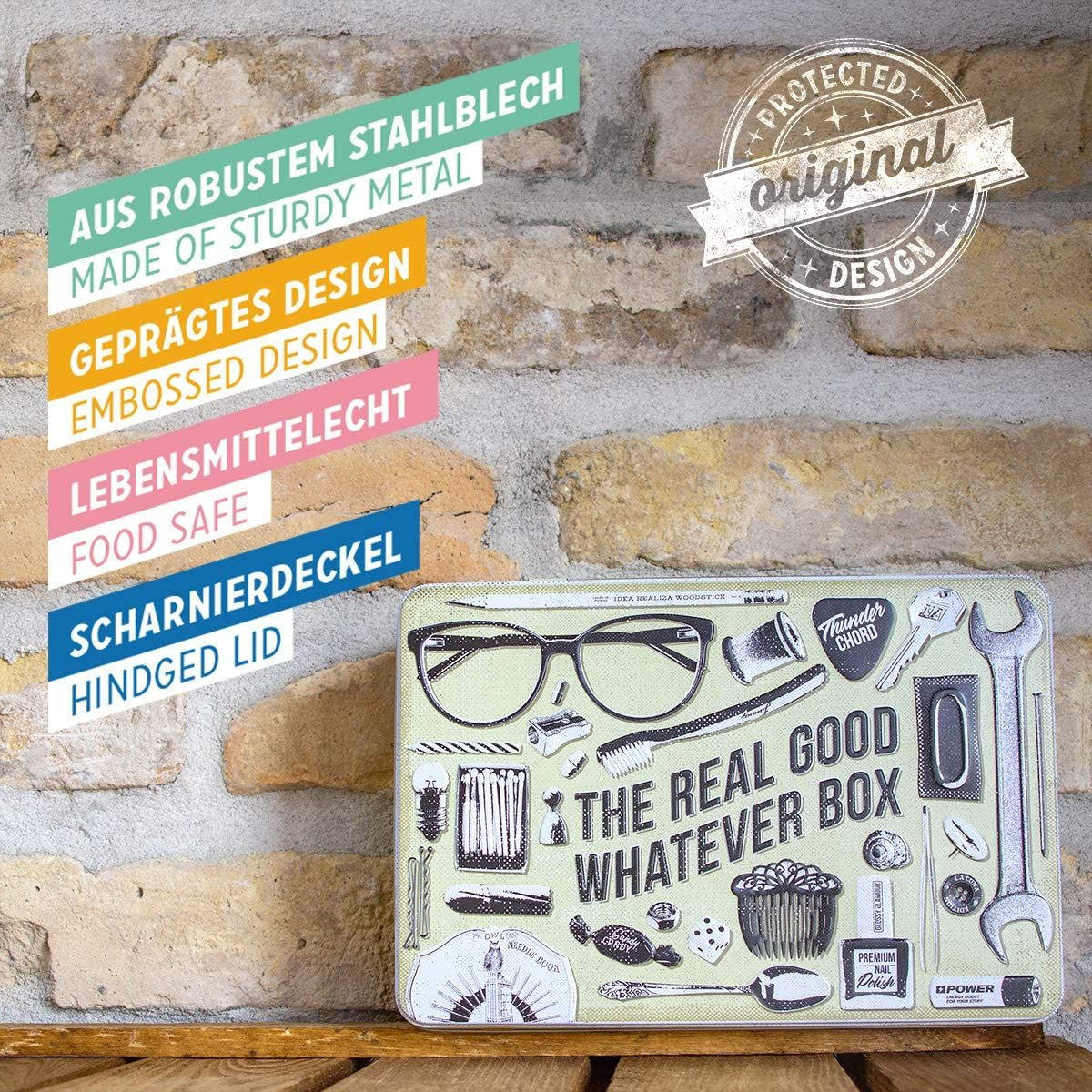 VORRATSDOSE flach Achtung Whatever Odds & Ends Box - Multicolor, Metall (23/7/16cm) - Nostalgic-Art