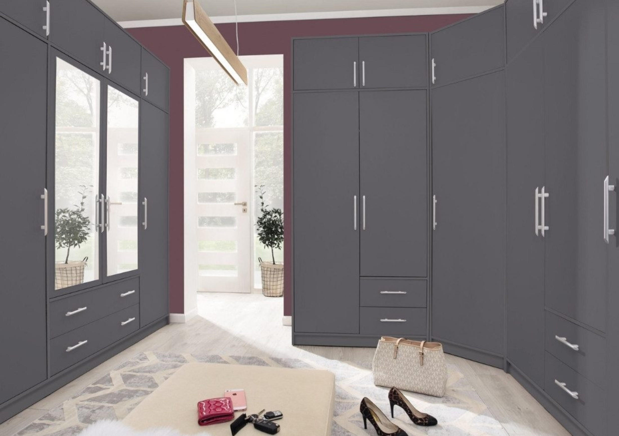 Thumbnail - Deine Möbel 24 Kleiderschrank, Anthrazit, Holzwerkstoff, 200x190x56 cm, Schlafzimmer, Kleiderschränke, Drehtürenschränke