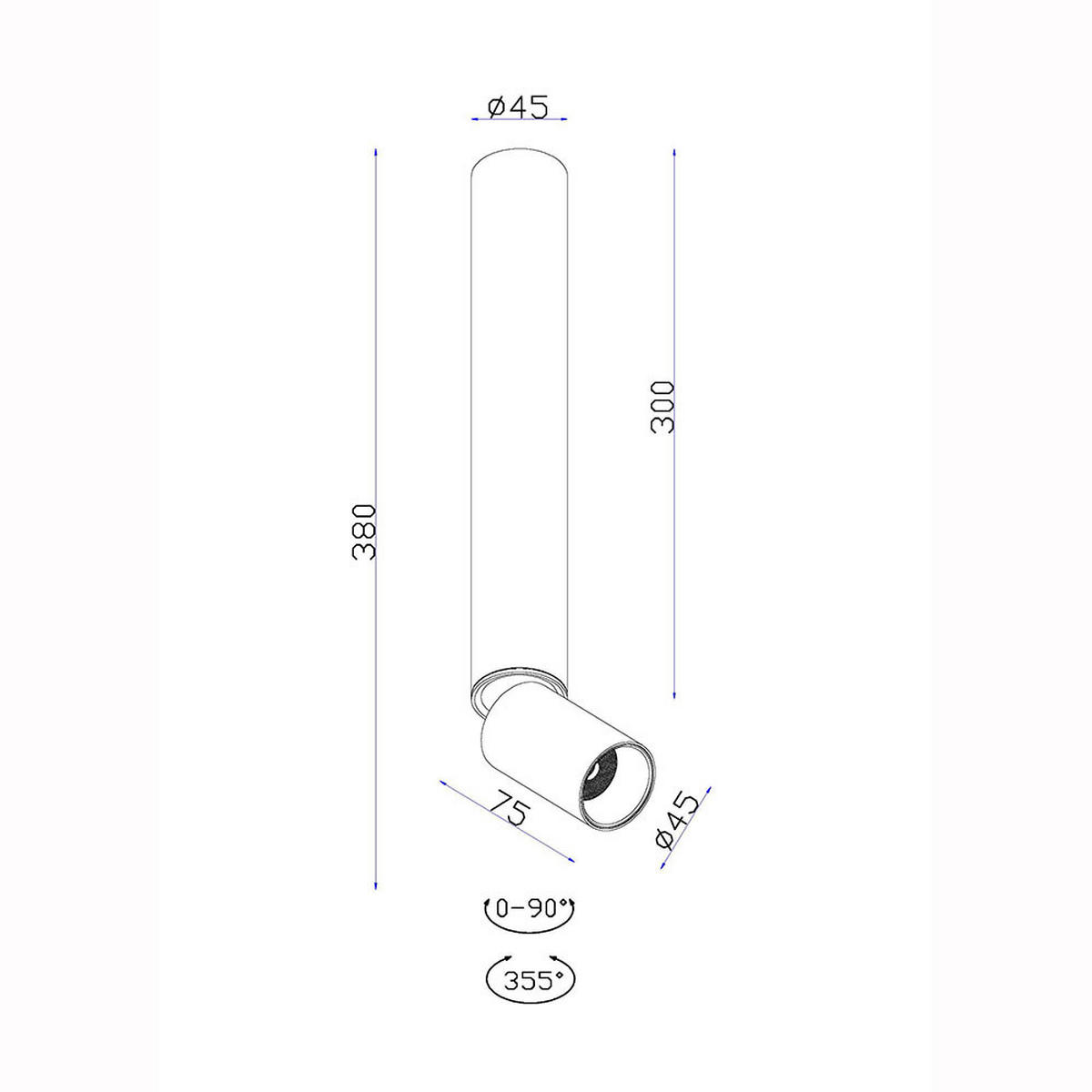 LED DECKENLEUCHTE Aluminium Weiß beweglicher Spot 2er Set - Weiß, Metall (4.5/4.5/38cm) - Globo Lighting