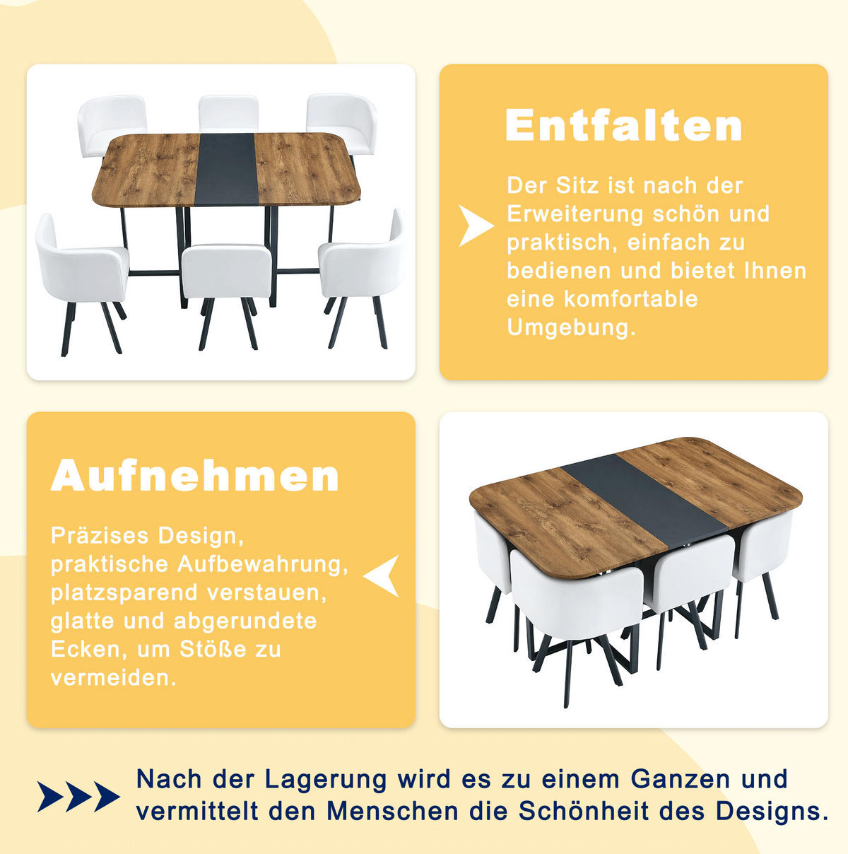 ESSTISCH-SET ausziehbar mit 4 Stühlen Naturholzoptik Schwarz - Schwarz, Metall (100/79/150cm) - Meubliv