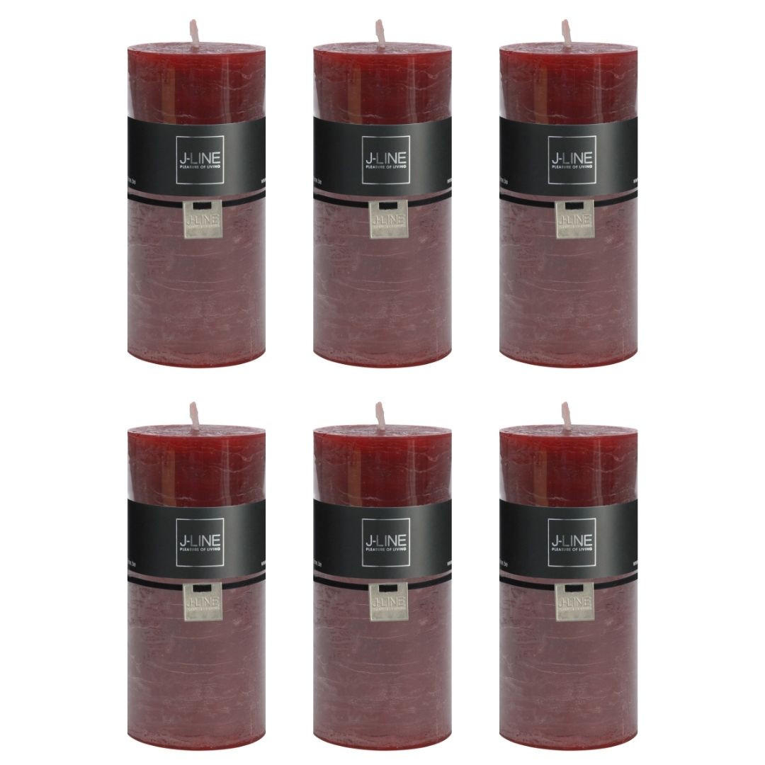 DUFTKERZE ZART - Rot - L - 52 Std. - 6er set - Dunkelrot, Paraffin (7/15cm) - J-Line