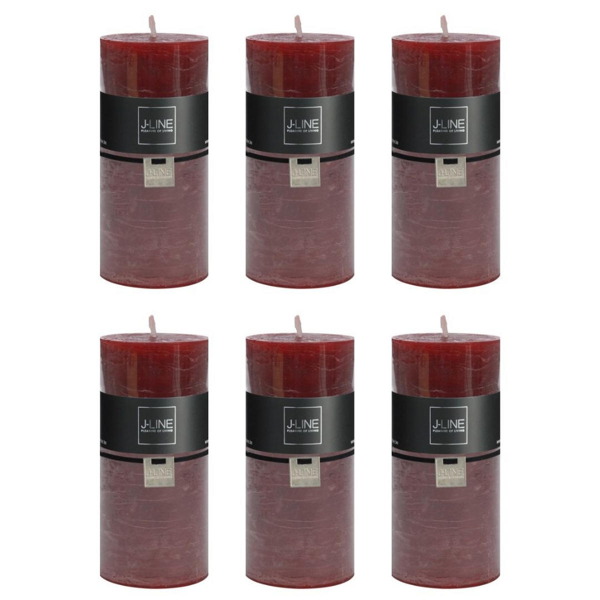 DUFTKERZE ZART - Rot - L - 52 Std. - 6er set - Dunkelrot, Paraffin (7/15cm) - J-Line