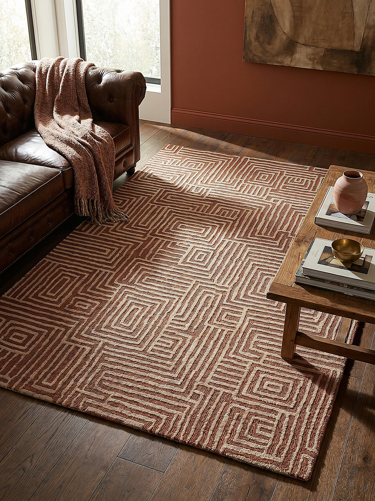 TEPPICH ARLEN, geometrisch, Terrakotta, 200 x 300 cm - Orange, Textil (300/200cm) - KADIMA DESIGN