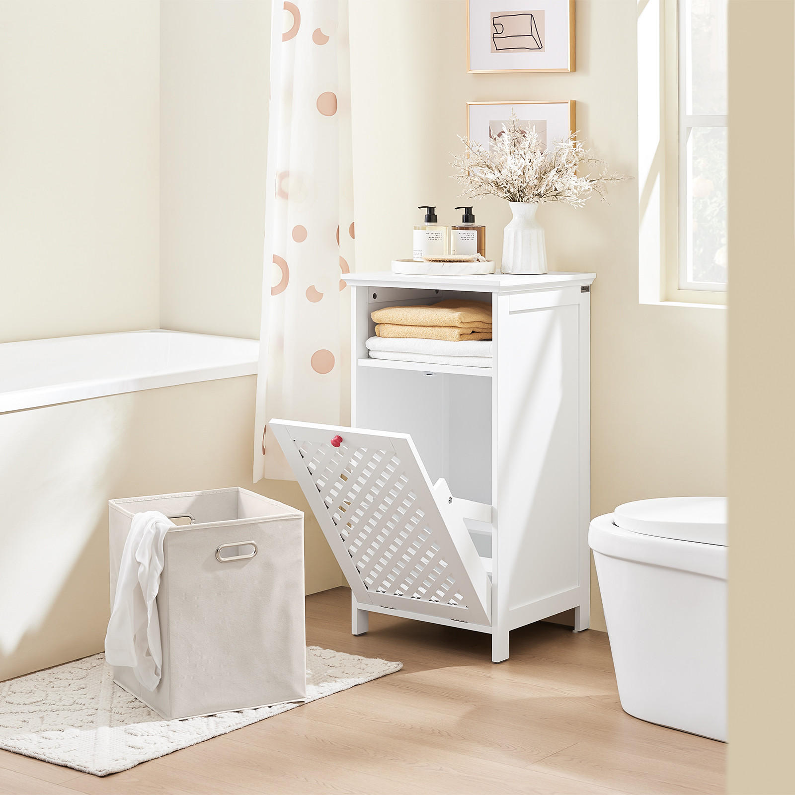 SoBuy WÄSCHESCHRANK Weiß 45cm × 42cm × 87cm
