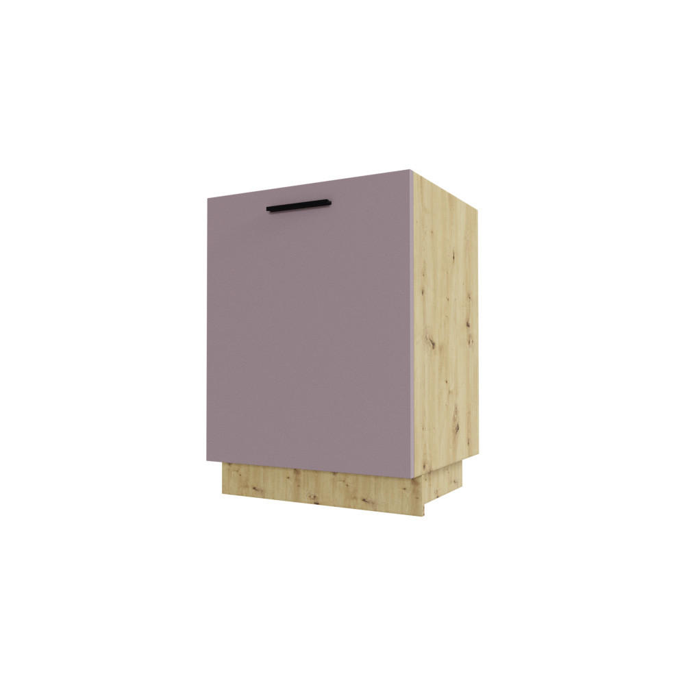 KÜCHENUNTERSCHRANK Bonn D1D/60 Rosé Kupfer Matt / Eiche Artisan Matt 60 / 50 / 82cm - Hellrosa/Eiche Artisan, Holz/Holzwerkstoff (60/82/50cm) - Feldmann-Wohnen
