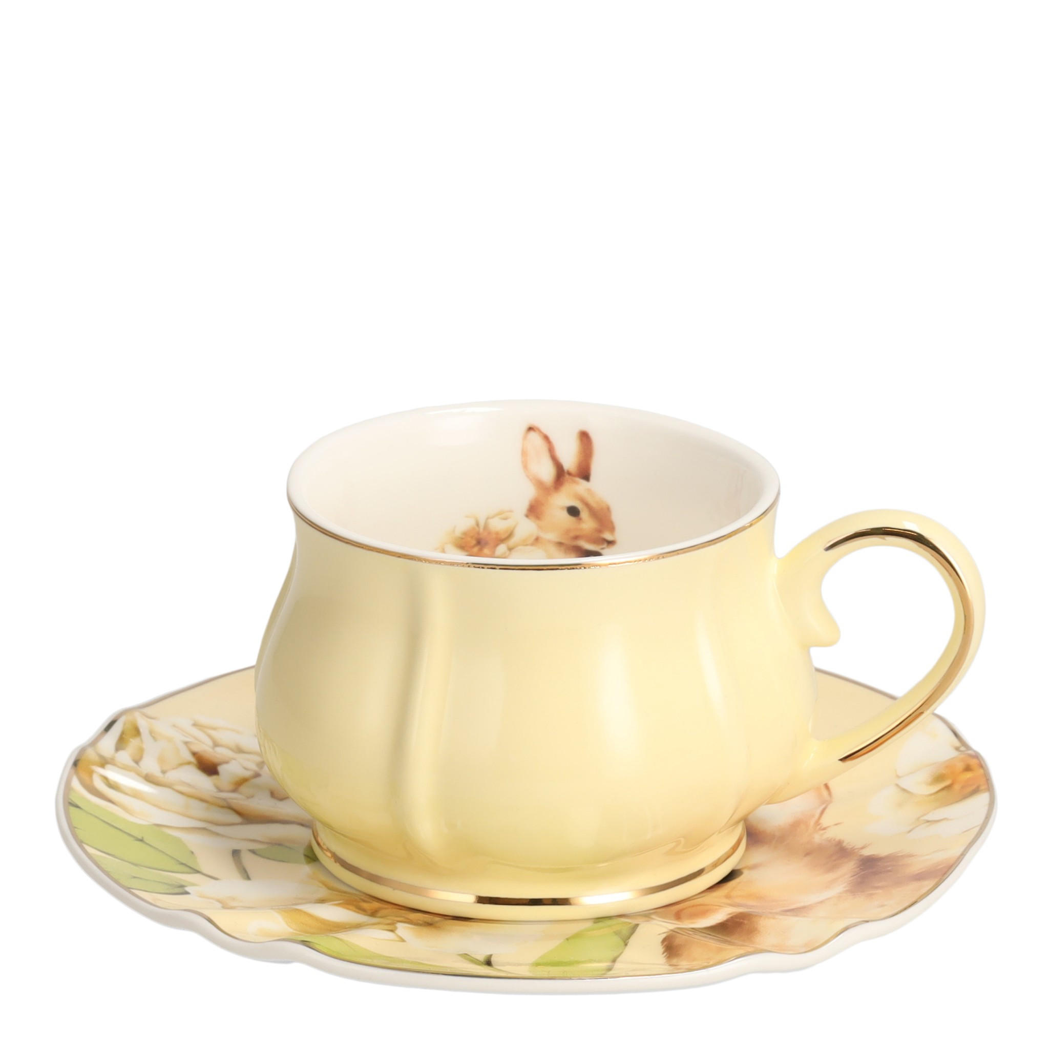 TASSE MIT UNTERTASSE Fenillabunny - Multicolor, Keramik (14.8/6/14.8cm) - home&you