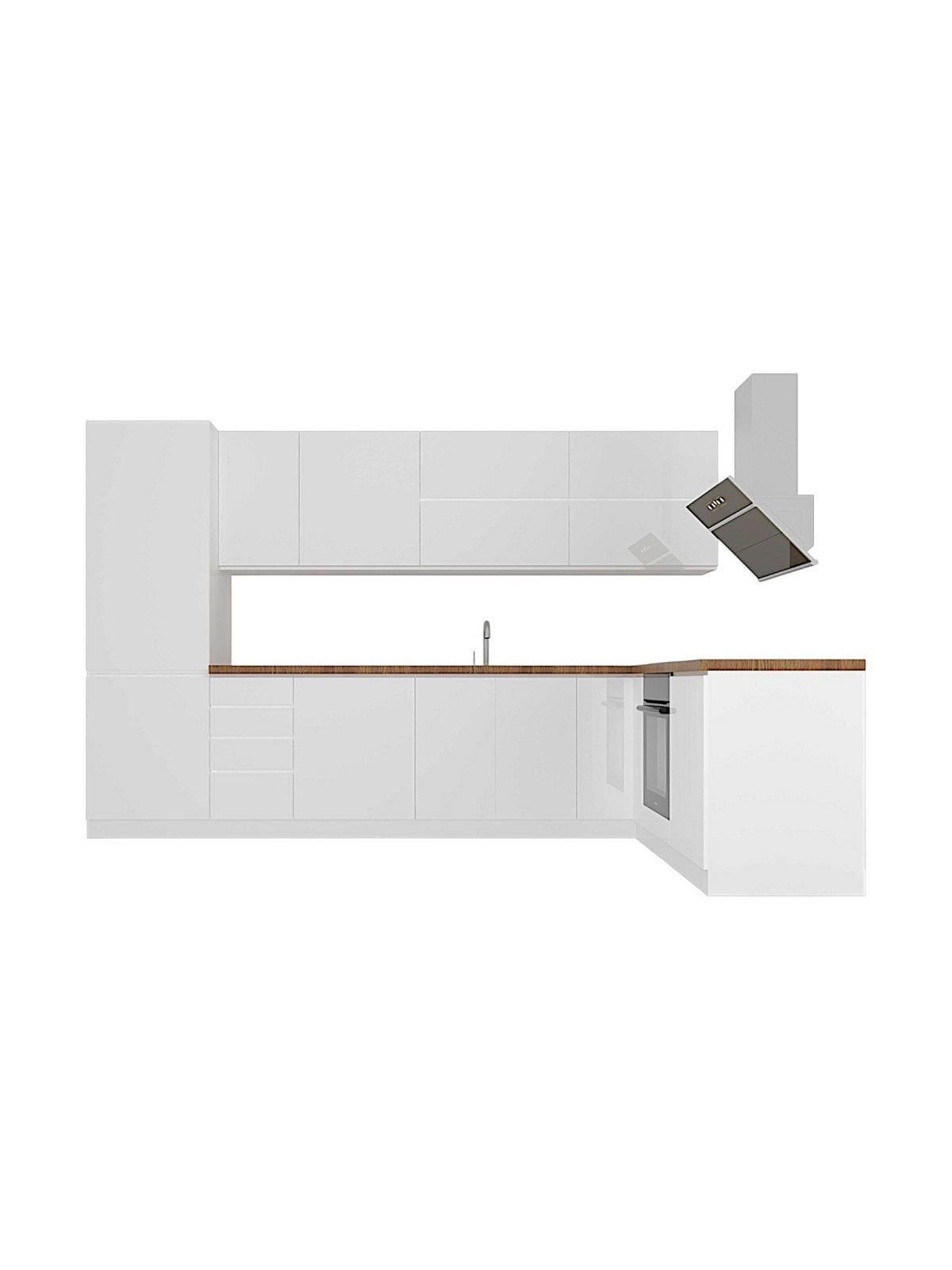 L-KÜCHE Velmora Weiß Hochglanz – 330 × 210 cm – K54-G330 L - Weiß, Holz (330/212/210cm) - ROYAL24_MARKT