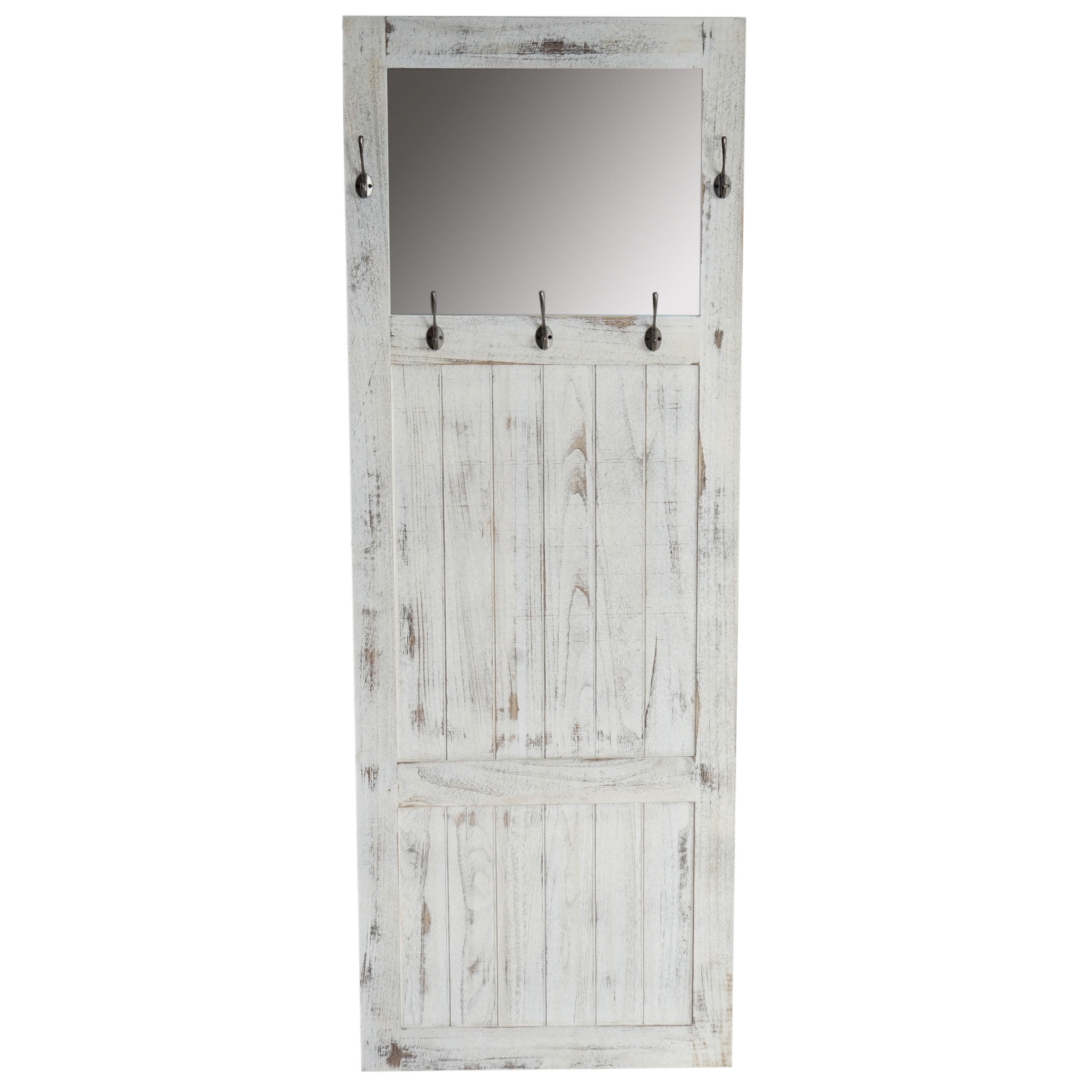 MCW NÁSTĚNNÁ věšáková skříňka se zrcadlem ve stylu shabby chic, bílá