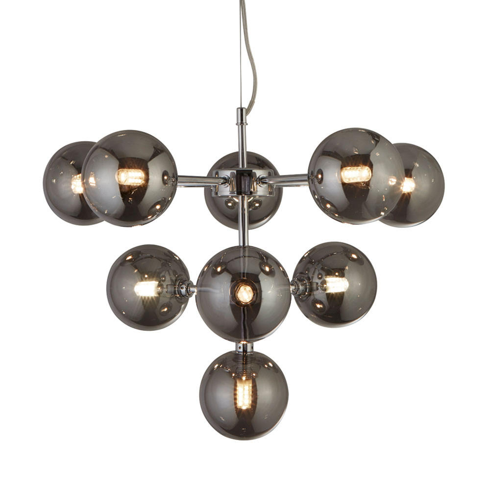 DECKENLEUCHTE Metall Glas Silber Höhenverstellbar - Silberfarben, Glas (40/40/120cm)