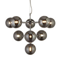 DECKENLEUCHTE Metall Glas Silber Höhenverstellbar - Silberfarben, Glas (40/40/120cm)