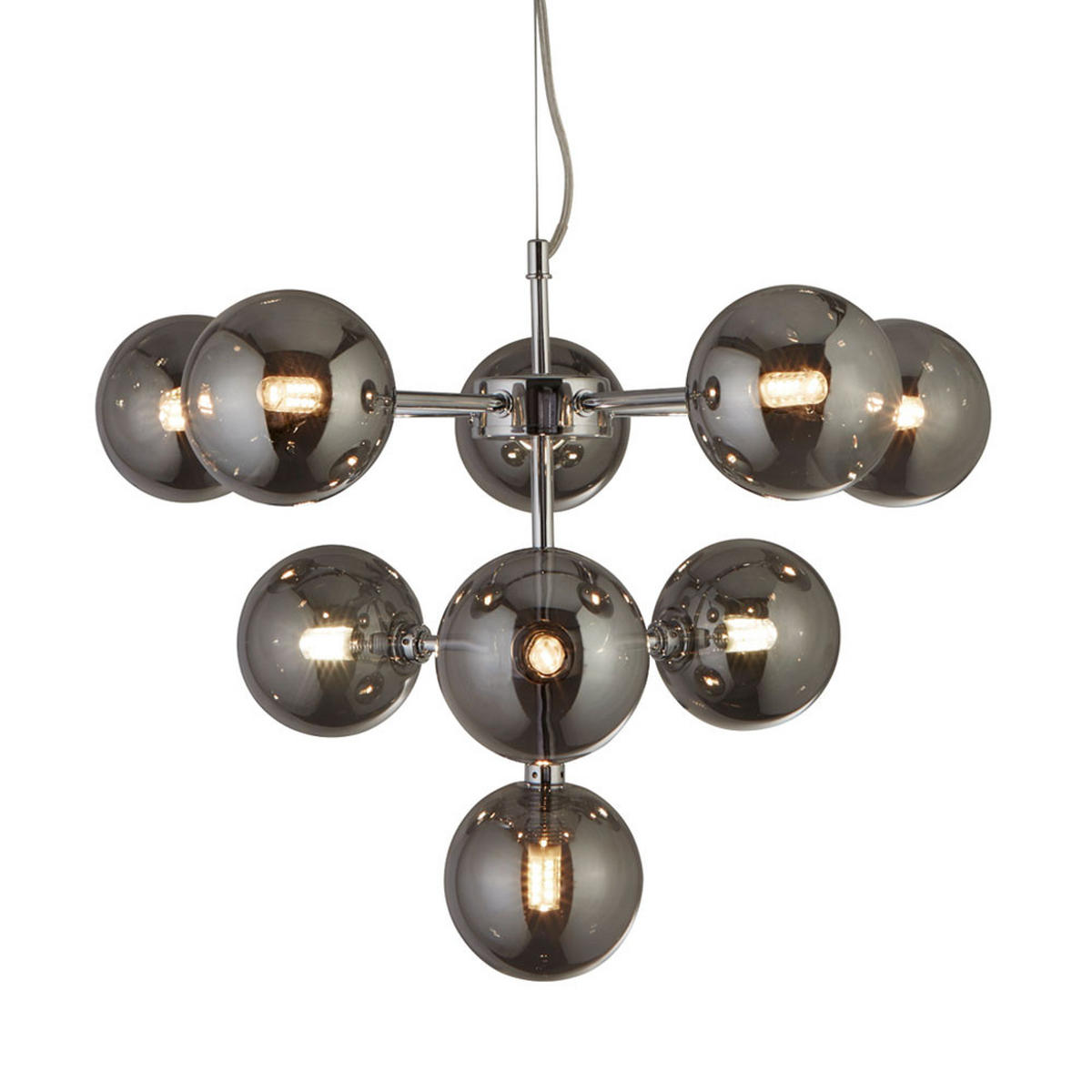 DECKENLEUCHTE Metall Glas Silber Höhenverstellbar - Silberfarben, Glas (40/40/120cm)