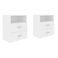 NACHTTISCH 2 Stk. mit 2 Schubladen 50/32/60 cm aus Holzwerkstoff in Weiß - Weiß, Holz (50/60/32cm) - vidaXL