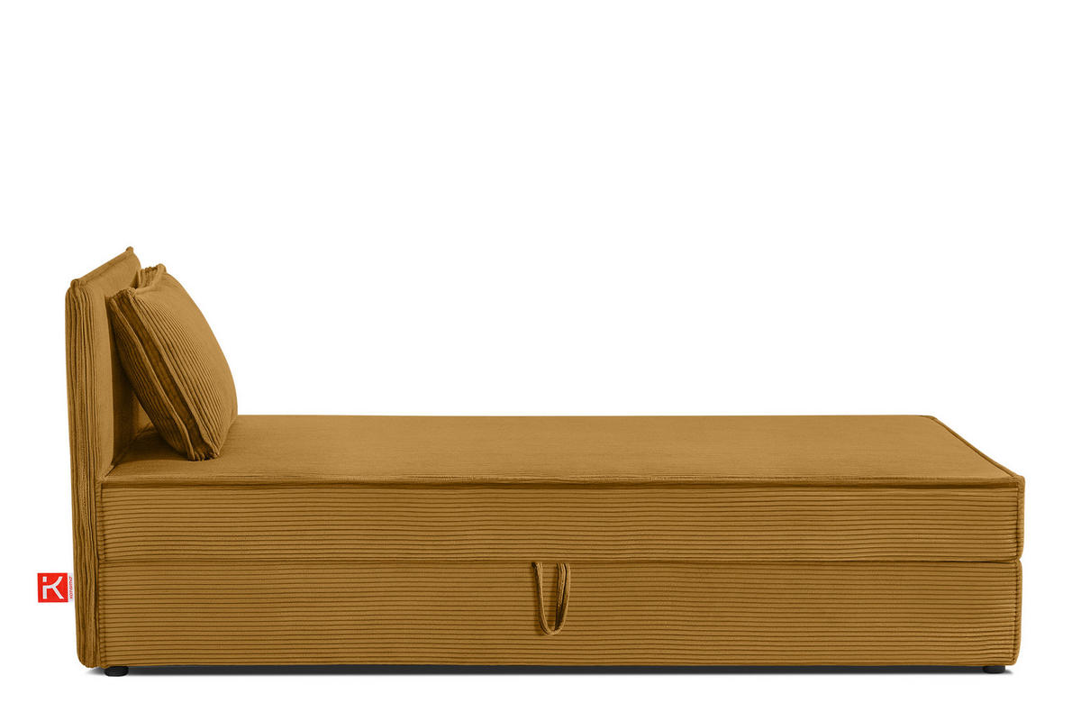 BOXSPRINGBETT ROTI Einzelbett, gelb - Gelb/Schwarz, Holz/Holzwerkstoff (80/200cm) - KONSIMO®