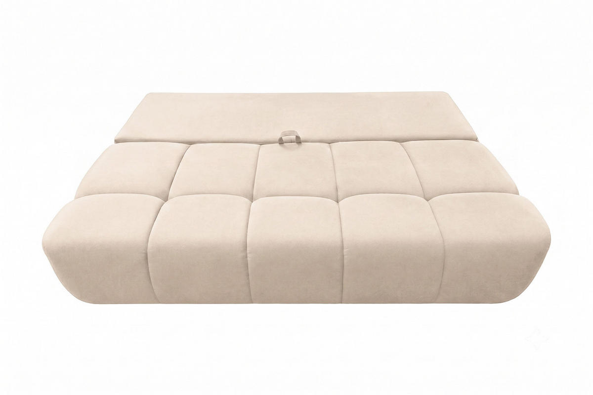 POHOVKA S funkcí spaní A úložným prostorem, sametová látka Bluvel, Krémová, COCO - krémová, dřevo (205/97/105cm) - Kaiser Möbel